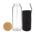 Bouteille d&#39;eau portable en verre borosilicaté avec couvercle en bambou